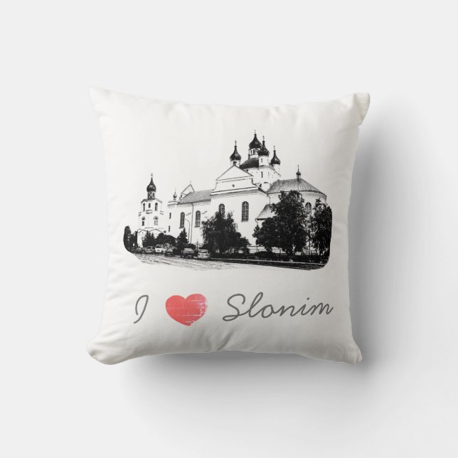 I Love Slonim Belarus Architecture Church  Cushion (Front)