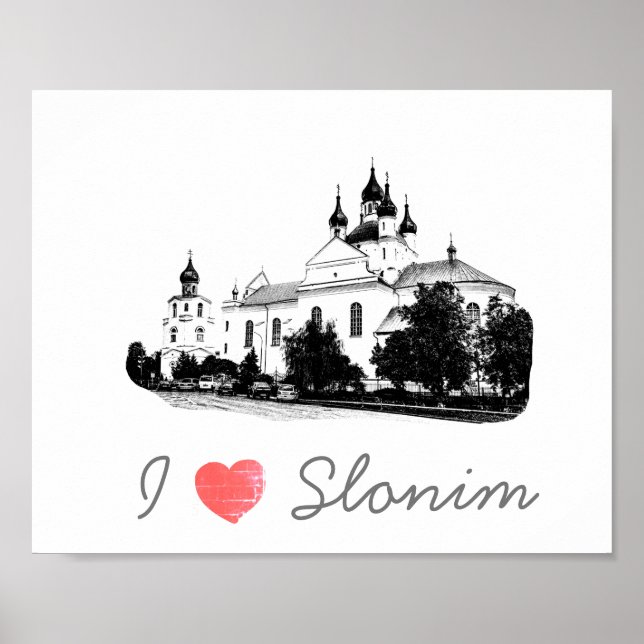 I Love Slonim Belarus Architecture Church Poster (Front)