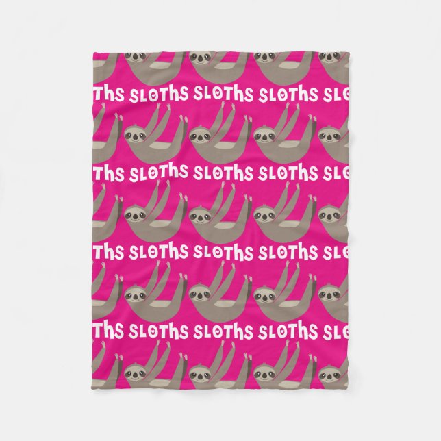 I Love Sloths Cute Blanket Throw (Front)