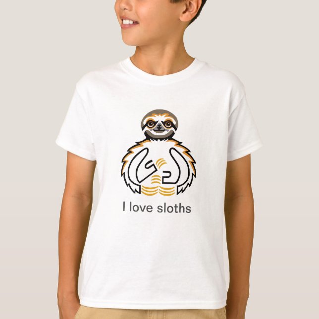  I love SLOTHS - Endangered animal graphic T-Shirt (Front)