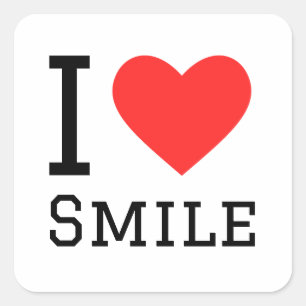 I love smile square sticker
