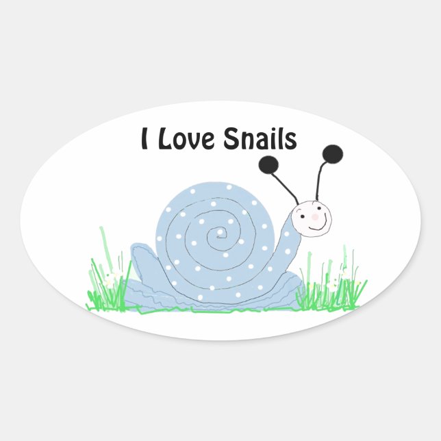 I Love Snails Oval Sticker (Front)