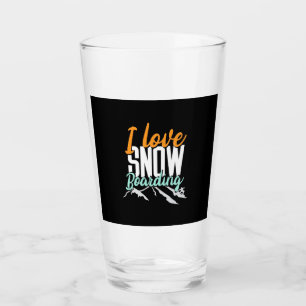 I Love Snow Boarding Glass
