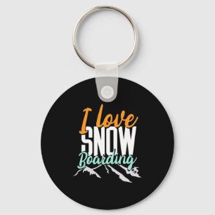 I Love Snow Boarding Key Ring