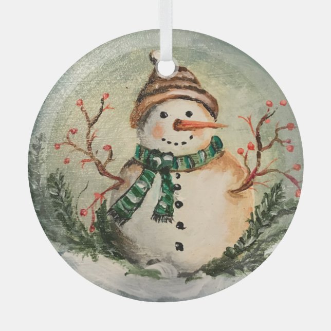 I Love Snow! Glass Tree Decoration (Front)