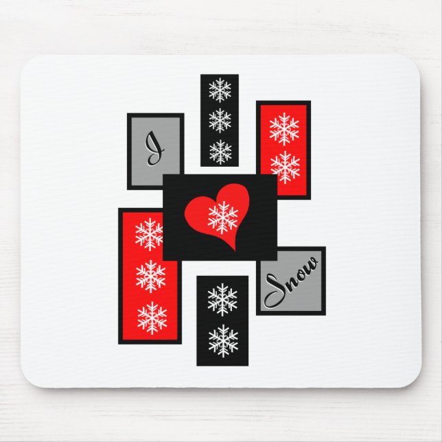 I Love Snow Mouse Pad (Front)