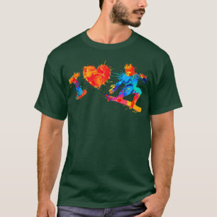I Love Snowboard Splash Paint Watercolor  T-Shirt