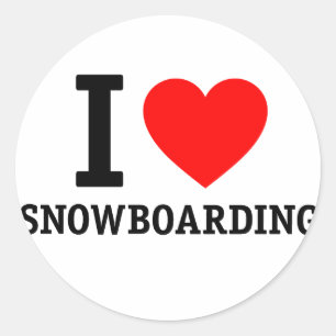 I Love Snowboarding Classic Round Sticker