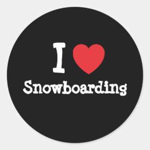 I love Snowboarding heart custom personalised Classic Round Sticker