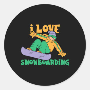 I Love Snowboarding Lover Snowboard Snowboarder Classic Round Sticker