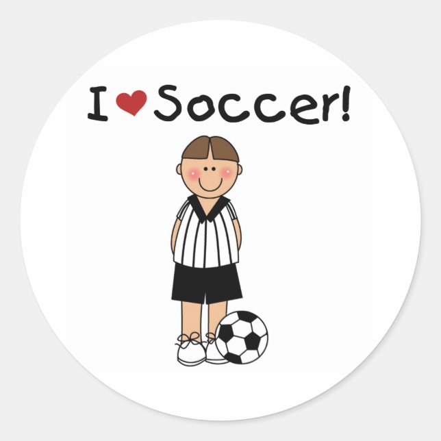 I Love Soccer Classic Round Sticker (Front)