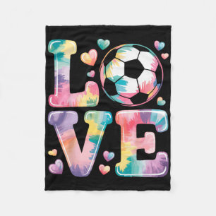 I Love Soccer Goalie Girl Player Fan Game Day Tie Fleece Blanket