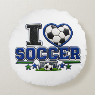 I Love Soccer Round Pillow   Soccer Lover Sports R