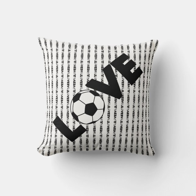 I love Soccer with Black Text  Cushion (Front)