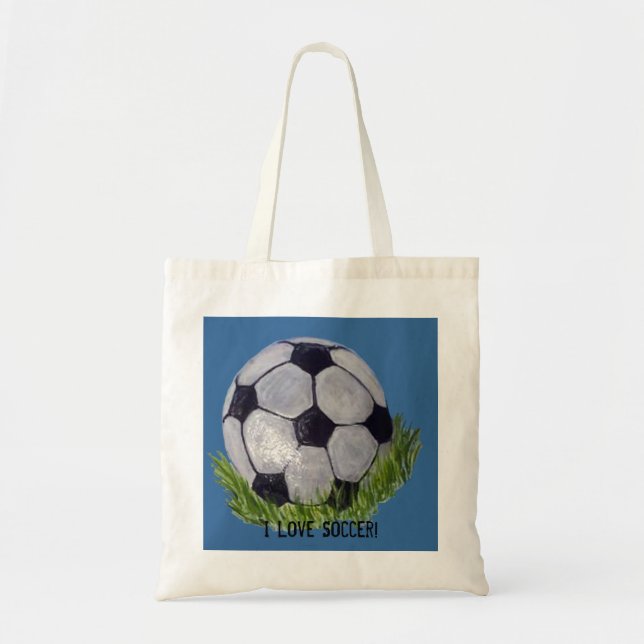 I Love Soccer with soccer ball Tote Bag (Front)