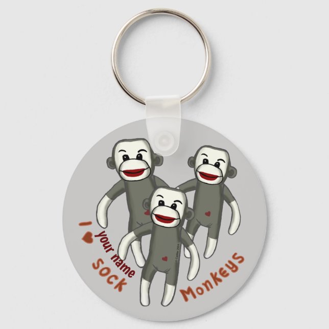 I Love Sock Monkeys  Key Ring (Front)