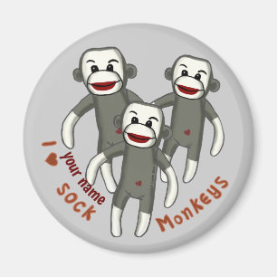 I Love Sock Monkeys  Magnet