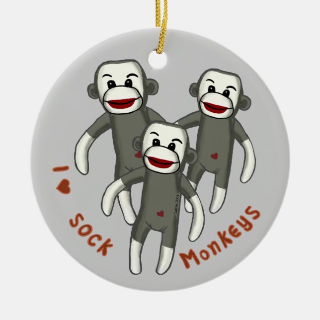 I Love Sock Monkeys  ornament (Front)