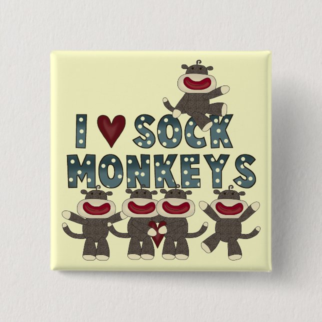 I Love Sock Monkeys Tshirts and Gifts 15 Cm Square Badge (Front)