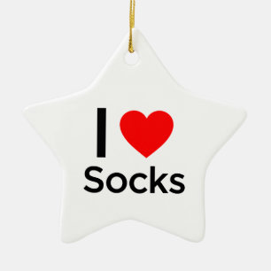 I Love Socks Ceramic Ornament
