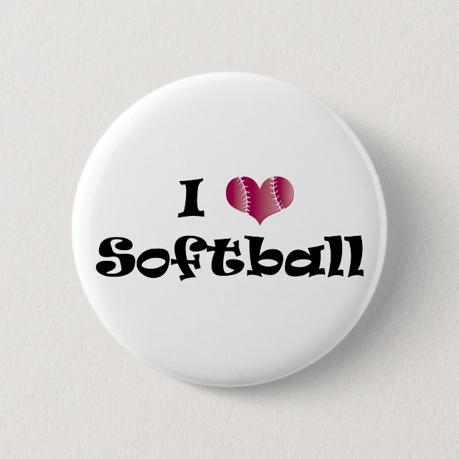 I love Softball 6 Cm Round Badge (Front)
