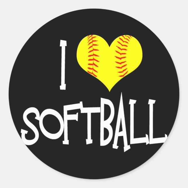 I love softball classic round sticker (Front)