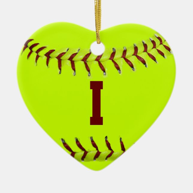 I Love Softball Ornament (Front)