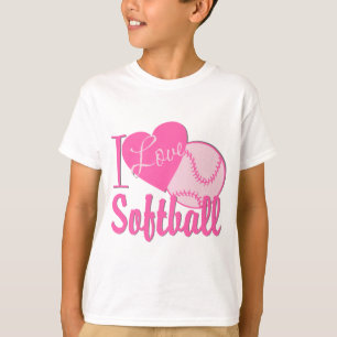 I Love Softball Pink T-Shirt