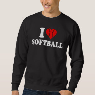 I Love Softball Retro Happy Valentine's Day Couple Sweatshirt