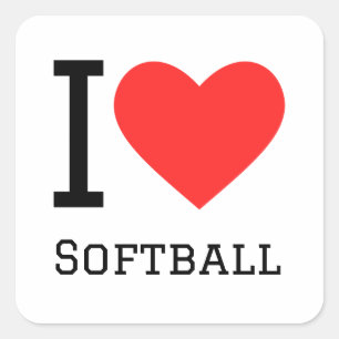 I love softball square sticker