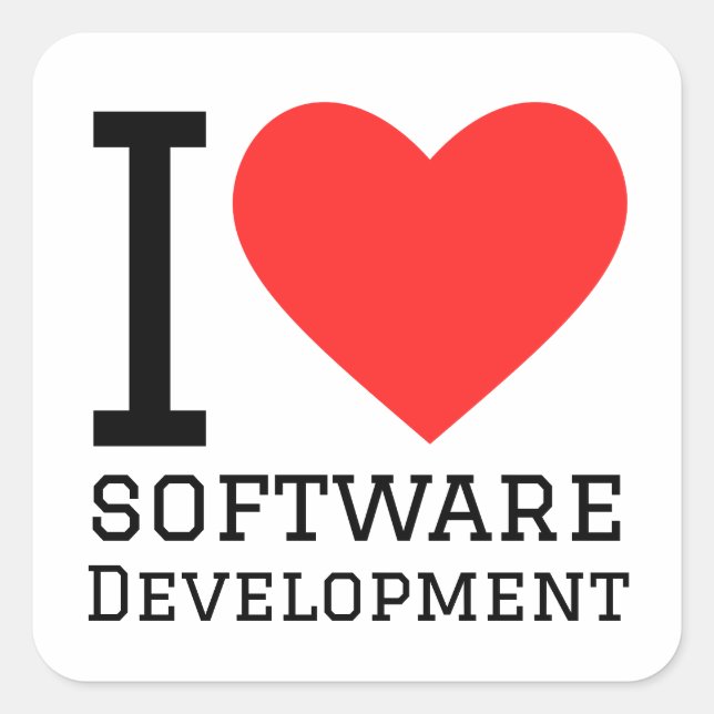 I love software development square sticker (Front)