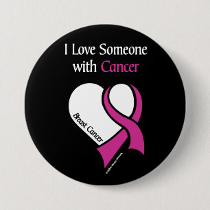 I Love Someone...Heart/Ribbon...Breast Cancer 7.5 Cm Round Badge