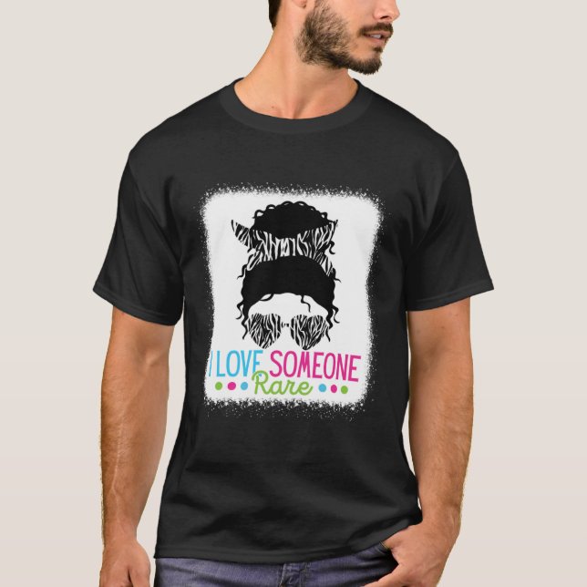 I Love Someone Rare Zebra Messy Bun Rare Disease A T-Shirt (Front)