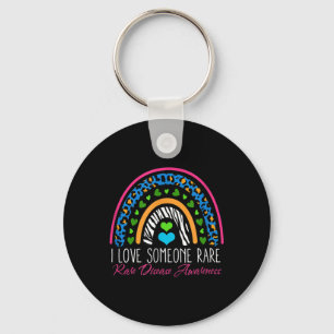 I Love Someone Rare Zebra Rainbow - Rare Disease A Key Ring