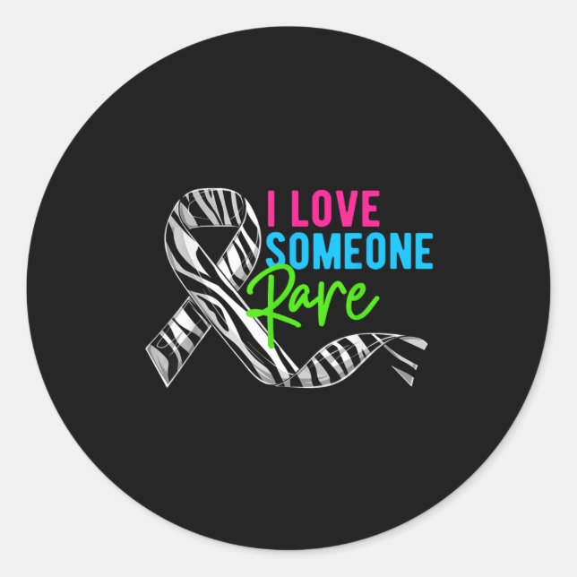 I Love Someone Rare Zebra Ribbon - Rare Disease Aw Classic Round Sticker (Front)