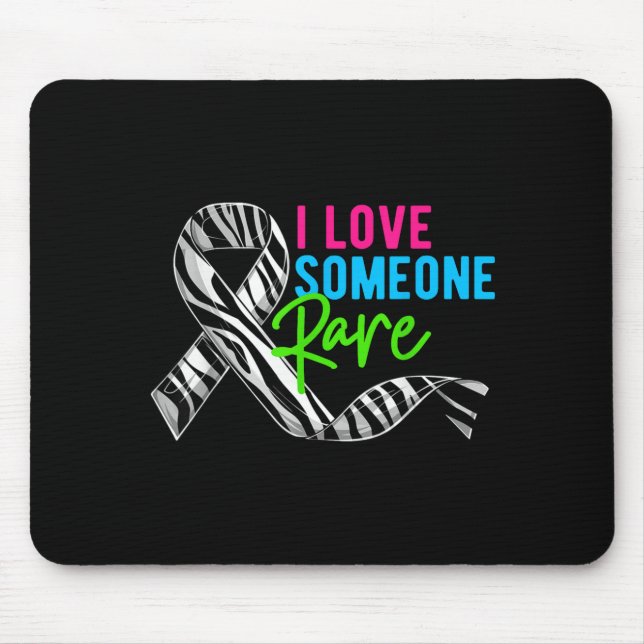 I Love Someone Rare Zebra Ribbon - Rare Disease Aw Mouse Pad (Front)