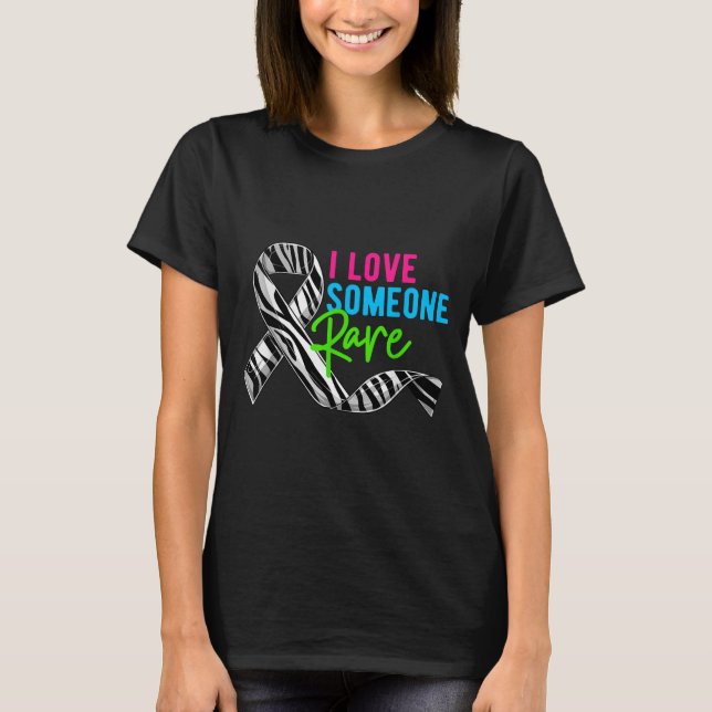 I Love Someone Rare Zebra Ribbon - Rare Disease Aw T-Shirt (Front)