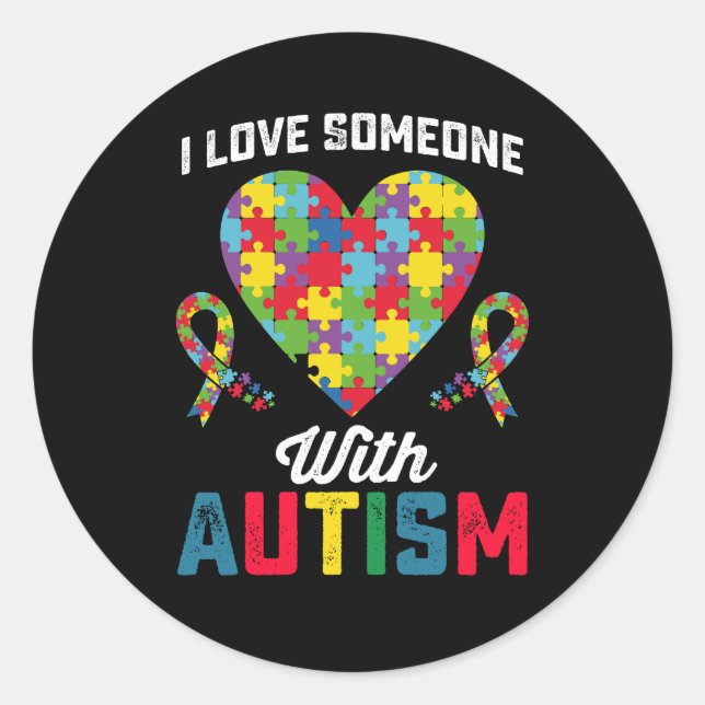 I Love Someone With Autism Awareness Classic Round Sticker (Front)