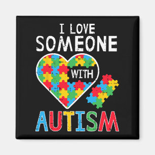 I Love Someone With Autism Awareness Heart Men Wom Magnet