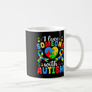 I Love Someone With Autism Awareness Heart Puzzle  Coffee Mug