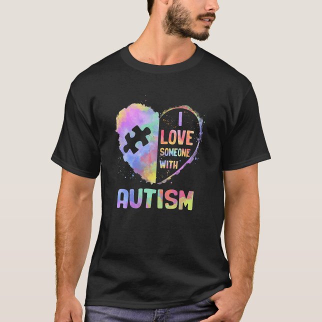 I Love Someone With Autism Awareness Month Gradien T-Shirt (Front)