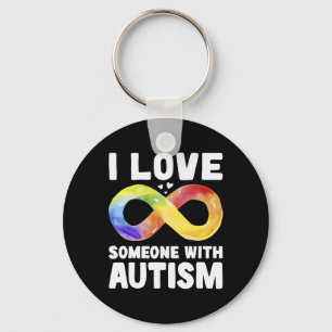 I Love Someone With Autism Awareness Rainbow Infin Key Ring