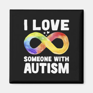 I Love Someone With Autism Awareness Rainbow Infin Magnet