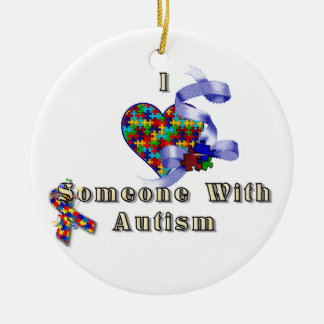 I love someone with autism ceramic ornament