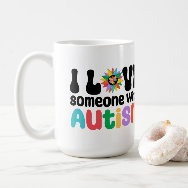 I Love Someone with Autism Coffee Mug (With Donut)
