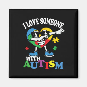 I Love Someone With Autism Dabbing Heart Kids Magnet