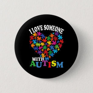 I Love Someone With Autism Heart Puzzle 6 Cm Round Badge