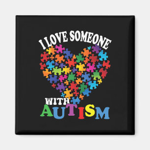 I Love Someone With Autism Heart Puzzle Magnet