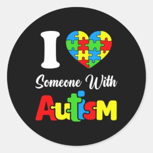 I Love Someone With Autism I Heart Autistic April Classic Round Sticker