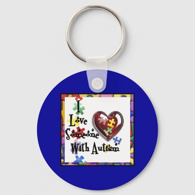 I love someone with Autism Key Ring (Front)